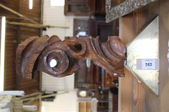 20th century carved oak abstract sculpture, 18.5in.